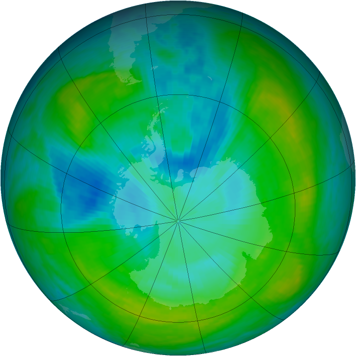 Antarctic ozone map for 30 January 1982